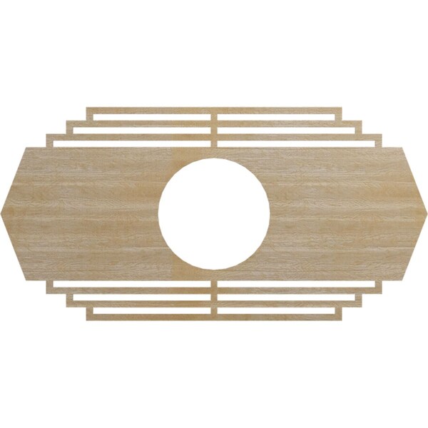 Ekena Millwork Chrysler Wood Fretwork Pierced Ceiling Medallion, Hickory, 40"W x 20"H x 10 1/2"ID x 3/8"T CMWP40X20X0375CSHI - main